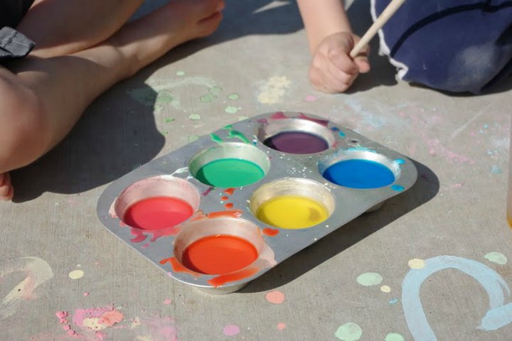 Water Painting Using Sidewalk Chalk